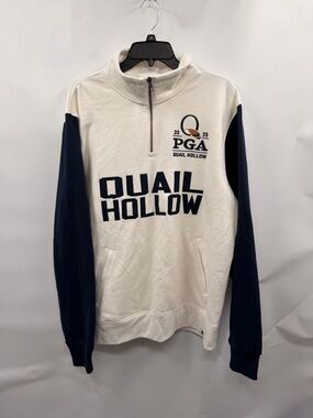 47 Brand Quail Hollow PGA Half-Zip Pullover - White & Navy size large